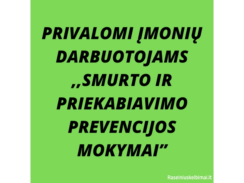 Smurto prevencijos mokymai nuotoliniu būdu – 36 EUR